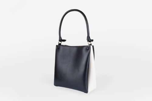 O.N.E Mini Two-Tone Tote 素皮革 手提包 側揹包 斜揹包 黑色x米白色