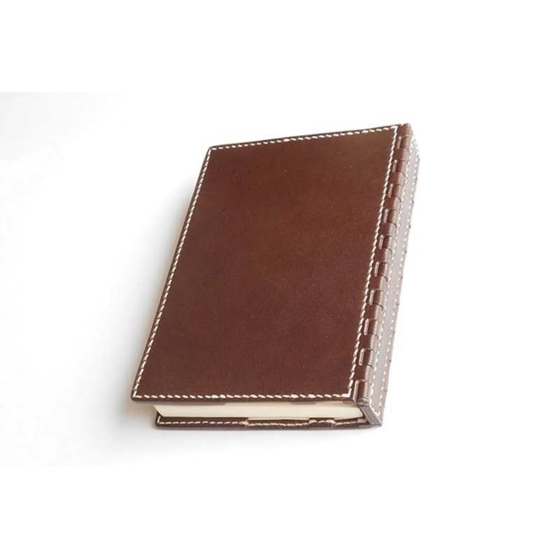 A6 size leather book cover with hinges, brown - ปกหนังสือ - หนังแท้ สีนำ้ตาล