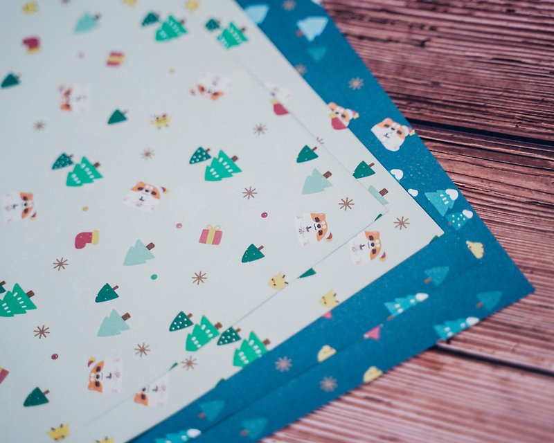 小米柴犬包裝紙 5入【雙面聖誕款】 - 包裝材料 - 紙 多色