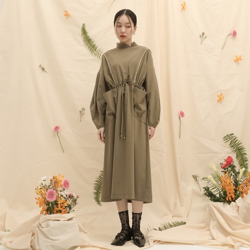 Hyacinth_Hyacinth turtleneck dress_23AF107_green - One Piece Dresses - Polyester Green