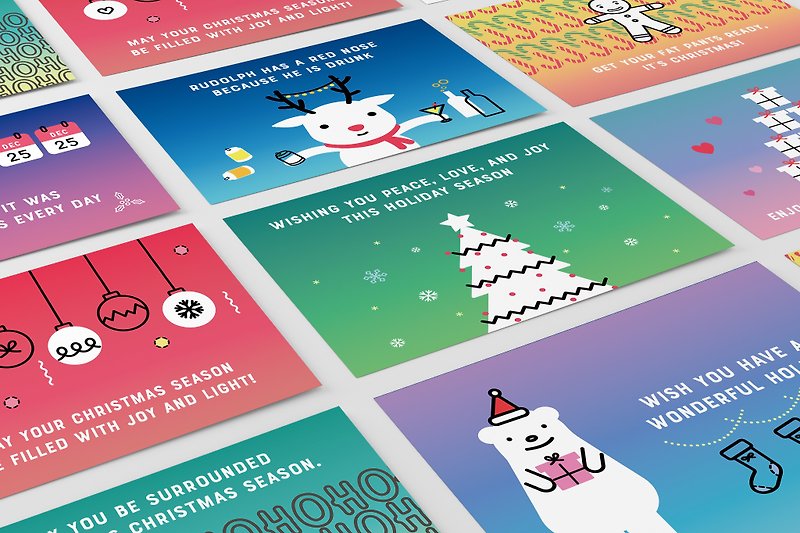 楽しいクリスマス - はがきグループ（8のセット） - カード・はがき - 紙 多色
