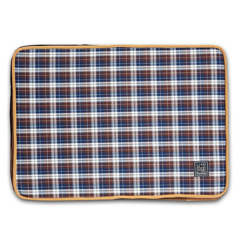 "Lifeapp" mattress replacement cloth cover S_W65xD45xH5cm (brown plaid) without sleeping mats - ที่นอนสัตว์ - วัสดุอื่นๆ สีน้ำเงิน