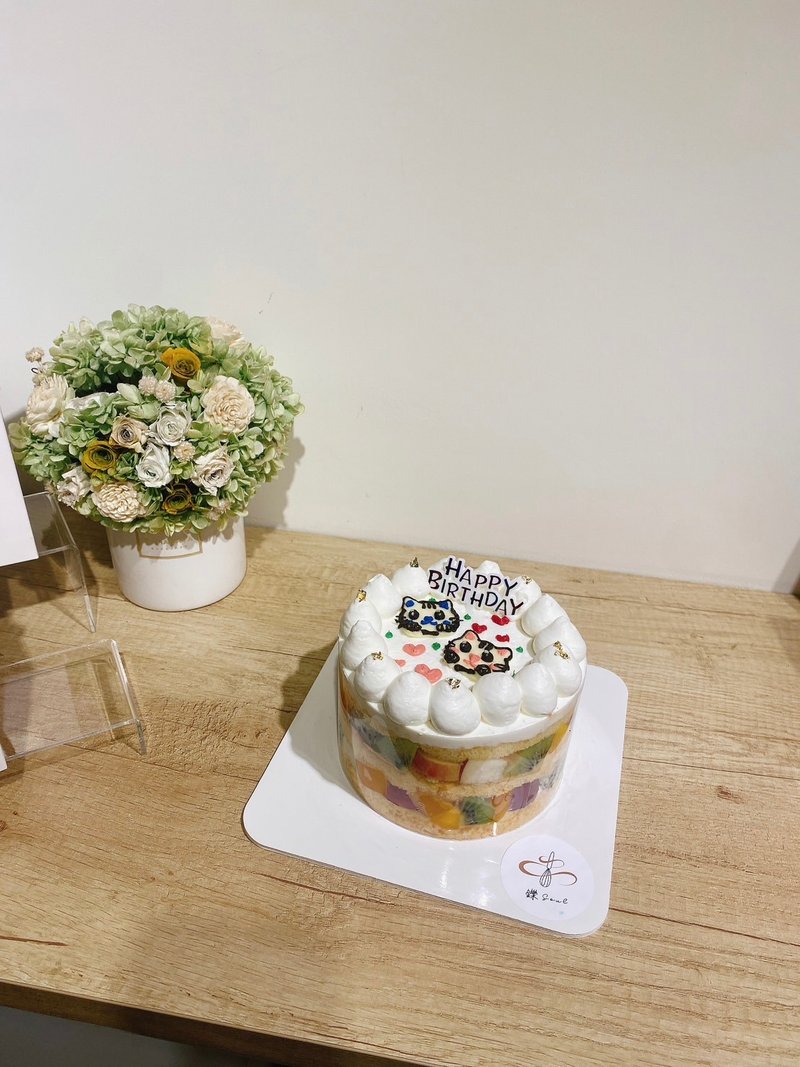 綜合水果裸蛋糕 貓咪 動物繪圖 客製化蛋糕台北 鑠甜點 生日 - 蛋糕/甜點 - 新鮮食材 