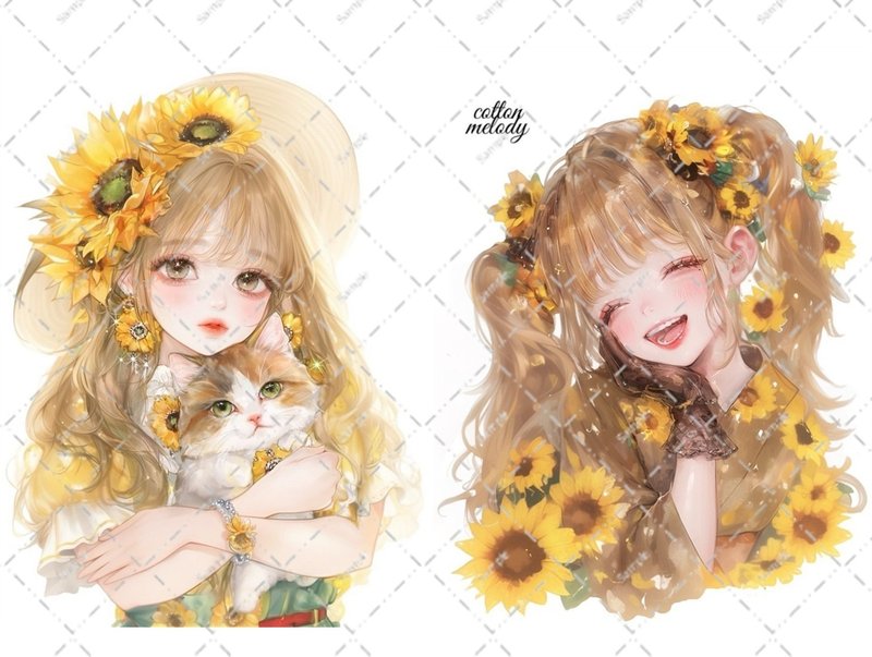 original sticker no.6291 人物ステッカー オリジナルステッカー 人物ステッカー 女の子ステッカー オリジナル人物ステッカー - 貼紙 - 紙 