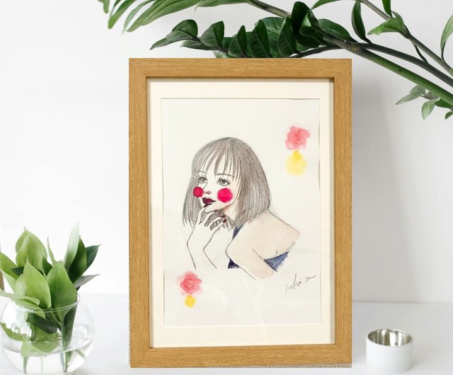 「woman,pink」水彩画 原画 B5 水彩画 原画 芍薬 - メルカリ