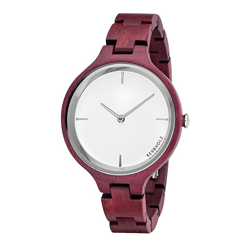KERBHOLZ-Wood Watch -HINZE-Violet-Aurora Silver (female) (38mm) - Women's Watches - Wood Brown