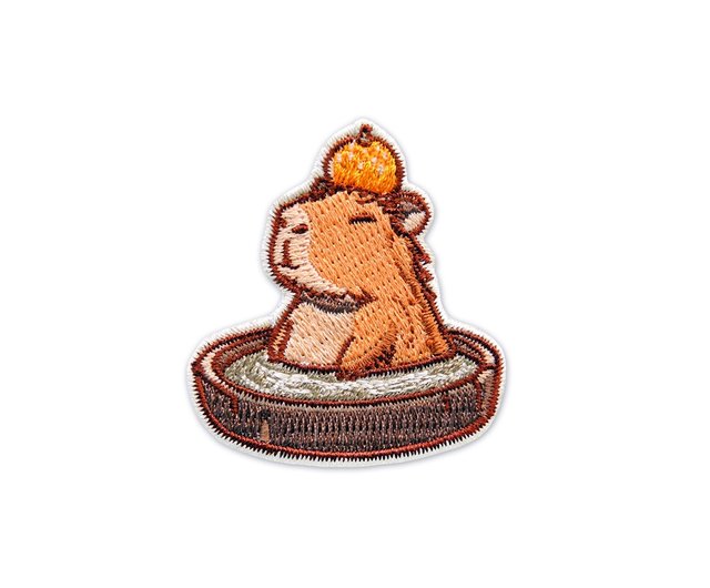 刺繍ワッペン】オレンジ温泉カピバラ（全2種） - ショップ ICONA