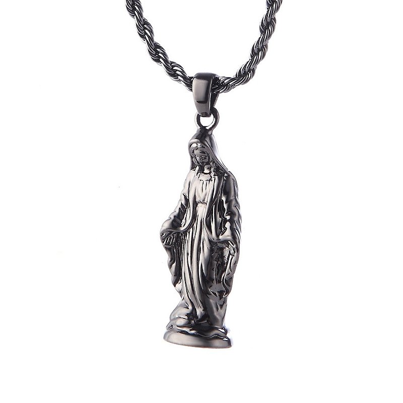 立體聖母項鍊 Stereoscopic Madonna Necklace - 項鍊 - 其他金屬 黑色