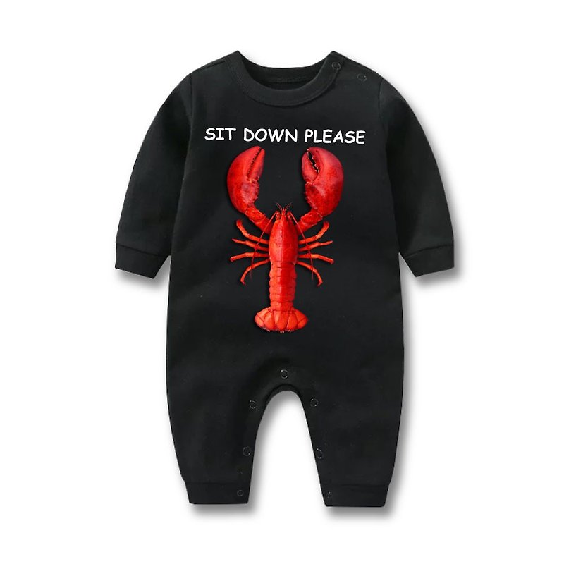 ผ้าฝ้าย/ผ้าลินิน ชุดทั้งตัว สีดำ - Lobster Baby jumpsuit (Black)