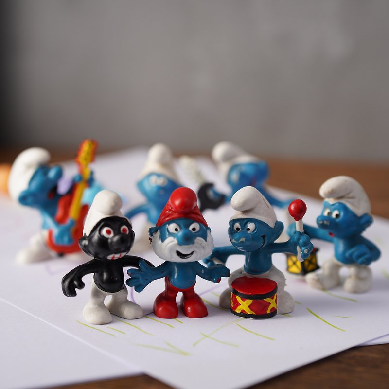 Collection of vintage Smurf figurines made by Schleich, West Germany - ตุ๊กตา - พลาสติก สีน้ำเงิน