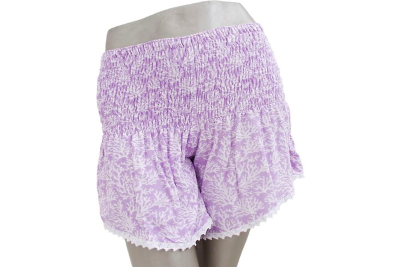 Summer Girl! Coral print shorts <Lavender> - Women's Shorts - Other Materials Purple