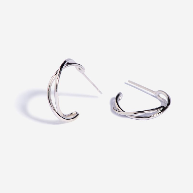 Wrapped Silver wire half circle earrings | Simple sterling silver | Features. All-match. Texture - ต่างหู - เงินแท้ 