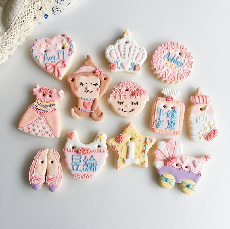 [Warm sun] saliva cream biscuits ❥ Heather female baby models CM pure hand-drawn creative design gift packs 12 groups**Please contact us before ordering** - Handmade Cookies - Fresh Ingredients 