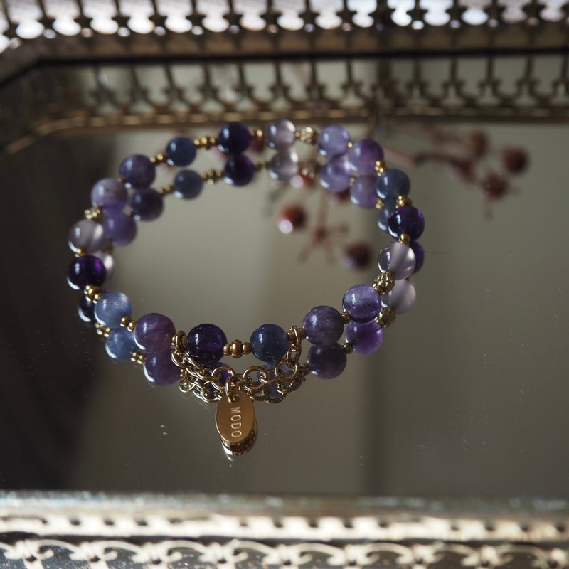 ll 紫想遇見 ll 菫青石 紫水晶 紫玉 紫梅花碧璽 手環 BR-00035 - 手鍊/手鐲 - 半寶石 紫色