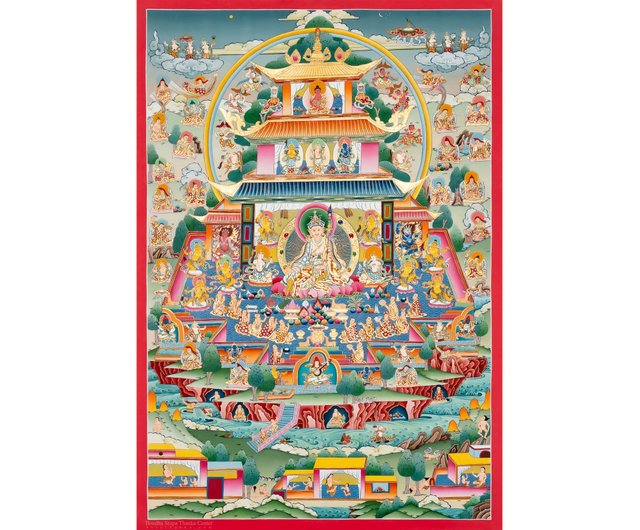 タンカアート 聖なるホワイトターラタンカアート - 伝統的なチベット仏教の