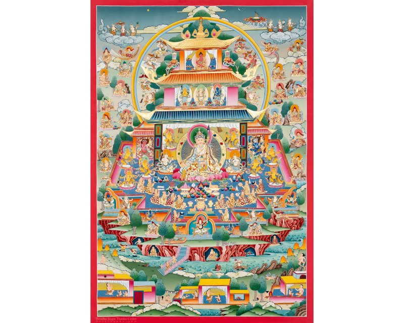 24K黃金古魯辛剛唐卡畫作 | 藏傳藝術 - 壁貼/牆壁裝飾 - 其他材質 多色