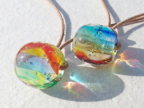 Happy Glass Caprice 【Rainbow】【Special】虹玉ガラス(にじたま【虹】)ネックレス【ミニ選べます】【受注制作】