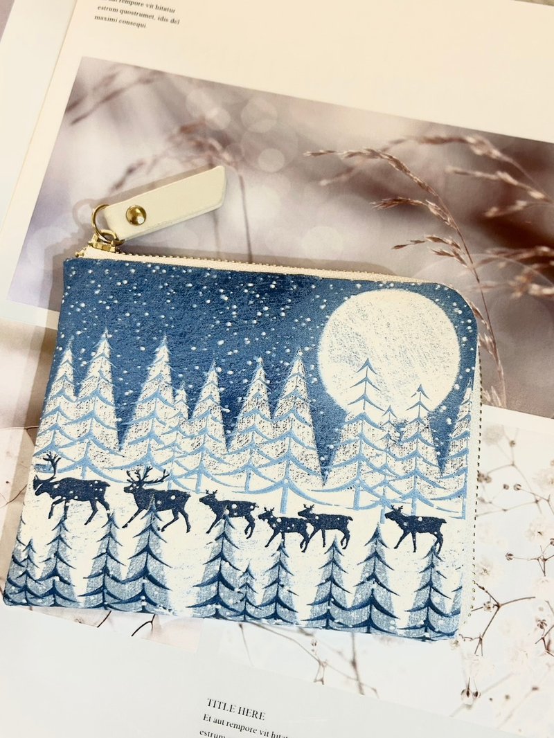 【聖誕禮物】 鹿 L型短夾 輕薄 零錢包 皮包 錢包 短夾 交換禮物 - 錢包/皮夾/長短夾 - 防水材質 