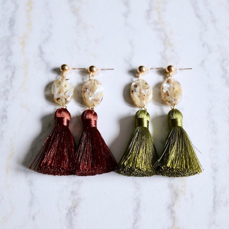 ITS: 231 【Super texture of the Soviet Union earrings series】 transparent shells over the quality of the flow of the girlfriends earrings - ต่างหู - เครื่องเพชรพลอย สีนำ้ตาล