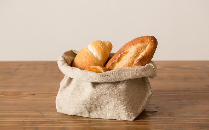 Bread basket (linen canvas bread bag) - อื่นๆ - ผ้าฝ้าย/ผ้าลินิน สีกากี