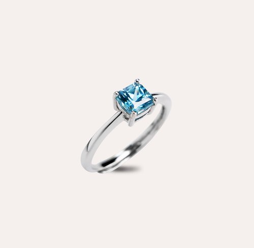 安珠 AND JEWEL 每天配戴的天然寶石 安珠 風信子 藍色 方形 5mm 戒指 經典系列 Square 寶石銀飾 AND