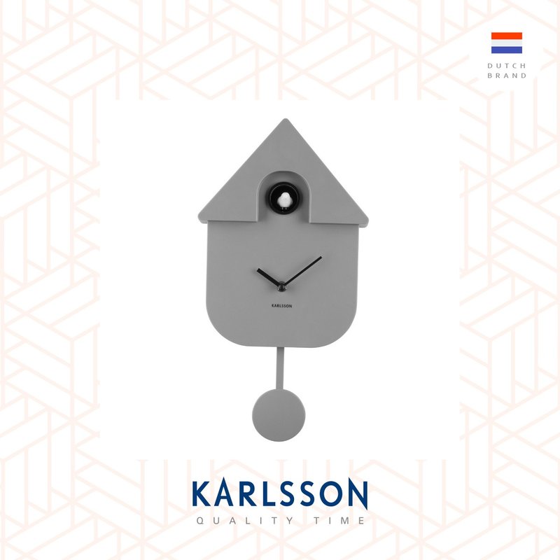 荷蘭Karlsson, Modern Cuckoo 灰色搖擺布谷鳥掛鐘 (整點報時) - 時鐘/鬧鐘 - 塑膠 灰色