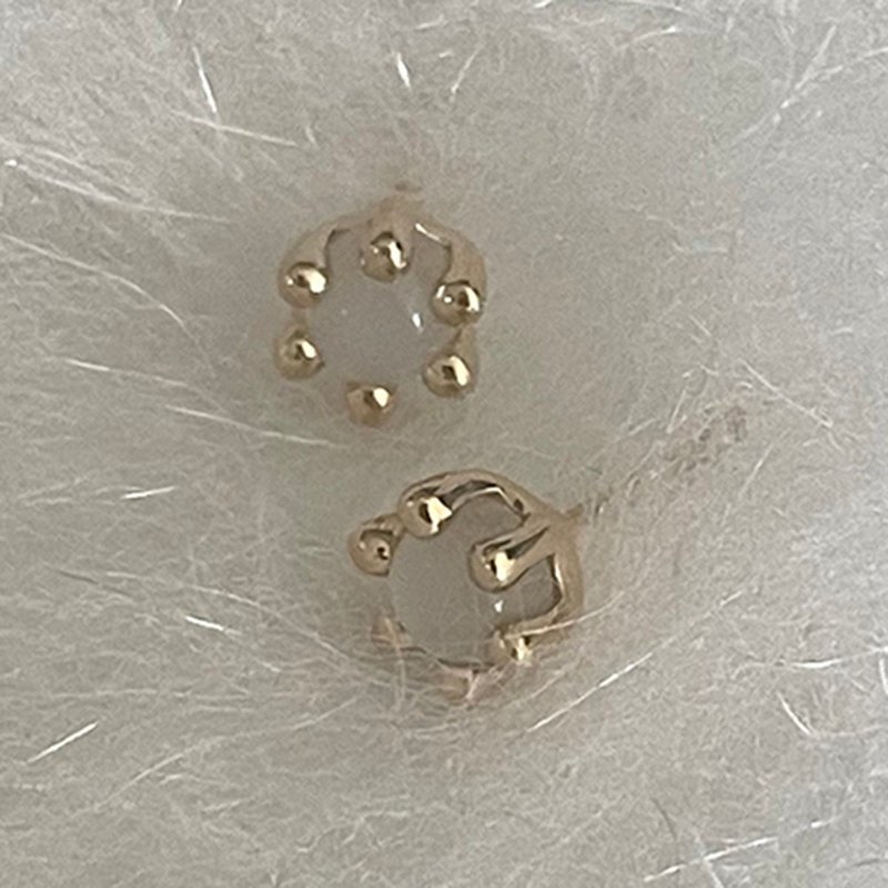 haime mini mushroom gemstone earring - 耳環/耳夾/耳骨夾 - 純銀 銀色