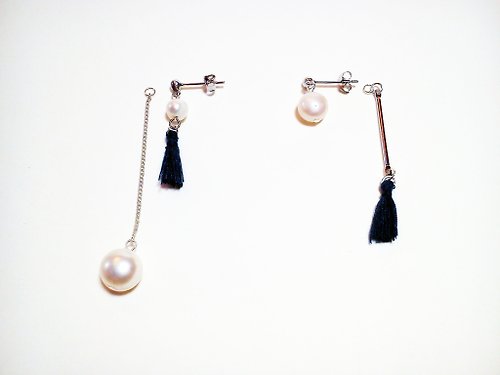 irisjjewellery 可分拆 淡水珍珠自家設計流蘇耳環_925銀耳針耳逼_水手藍流蘇_Long Vocation系列