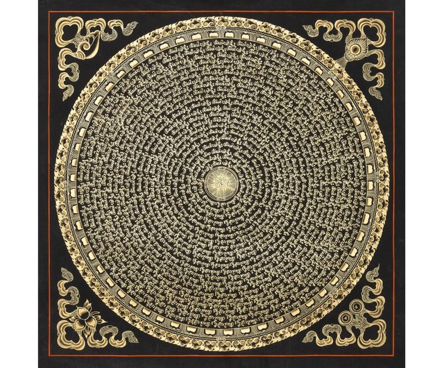 Thanka タンカ マンダラ 一点物〕タンカ - カーラチャクラマンダラ[25cm x 25cm] の通販