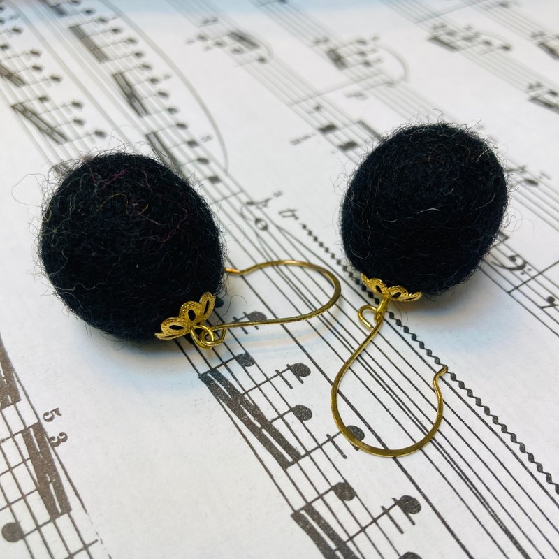 Felt Balls Earrings - Earrings & Clip-ons - Wool 