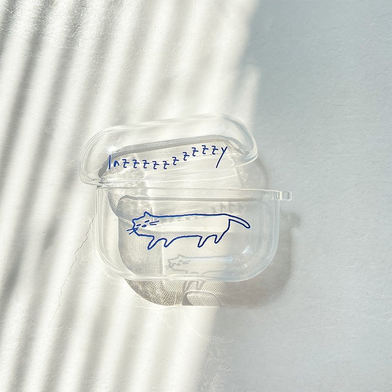 lazy cat AirPods PRO Full Transparent Earphone Case-Thick