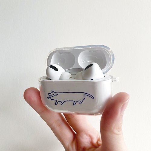 lazy cat AirPods full transparent earphone case-thick - Shop 673studio  Headphones & Earbuds - Pinkoi