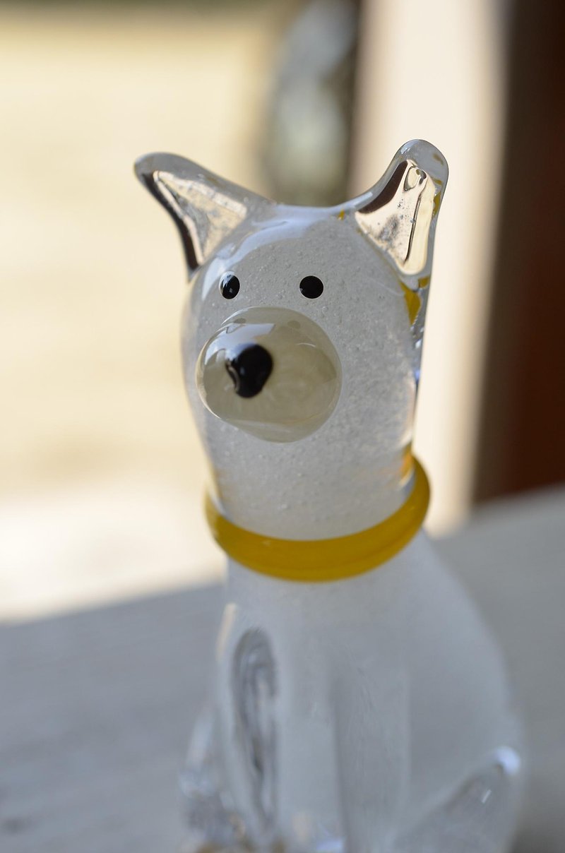 Glass of zodiac sign 2018 (Japanese dog) Yellow - ของวางตกแต่ง - แก้ว ขาว