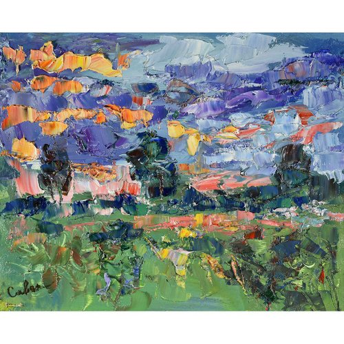 絵画〜夕暮れのスカイツリーを眺めて♫