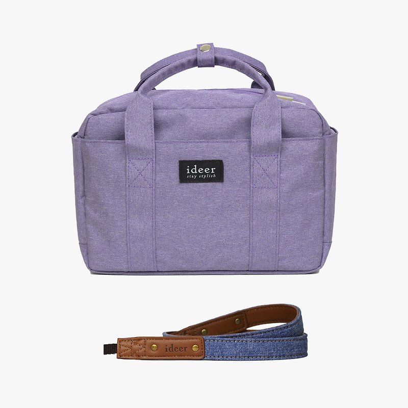 [Shipping] Bladen combination of simple lavender purple dorsal handbag bag with three camera bag + Denim Dusk Blue denim washing denim blue strap (young) - Cameras - Other Materials Purple