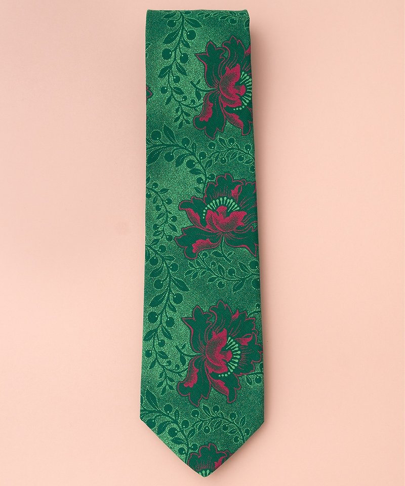 GREEN FLOWER TIE - Ties & Tie Clips - Cotton & Hemp Green