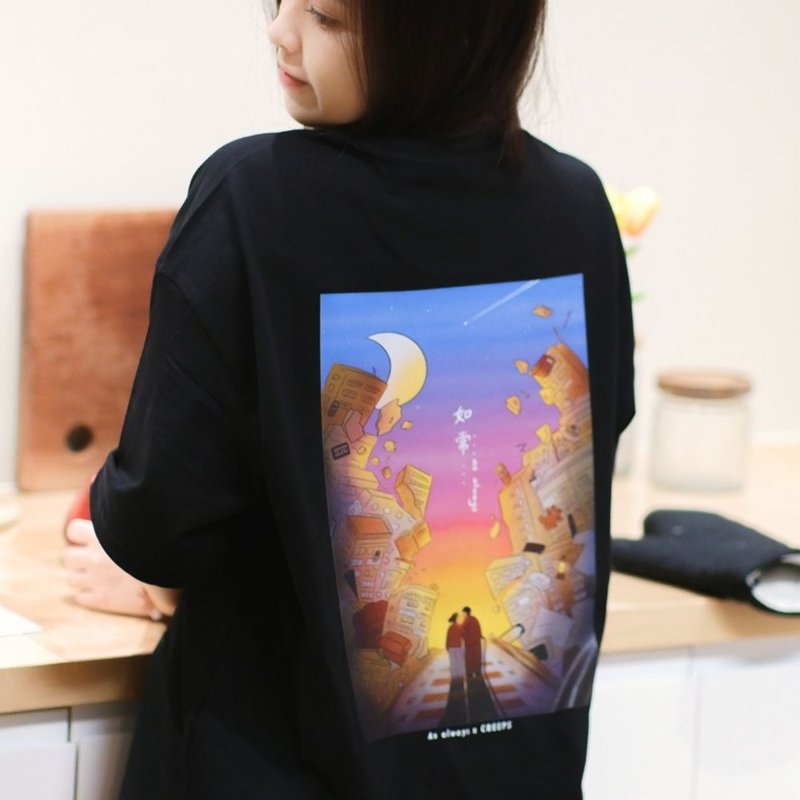 【As Always Theatre】As Always Oversized Printed T-shirt - เสื้อยืดผู้ชาย - ผ้าฝ้าย/ผ้าลินิน หลากหลายสี