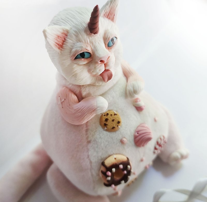 Collectible Handmade OOAK stuffed toy. Cute, sweet, fat cat.