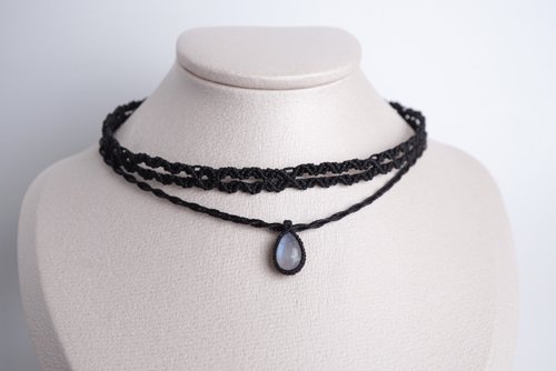 Macramé Crafts 月亮石 蠟線編織頸繩 頸圈