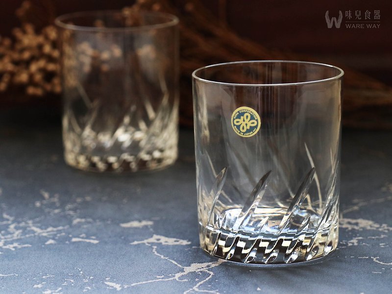 Early Whiskey Glass-Ice Mark (Old Object/Old Piece/Glass/Engraved Flower/Wine Glass)