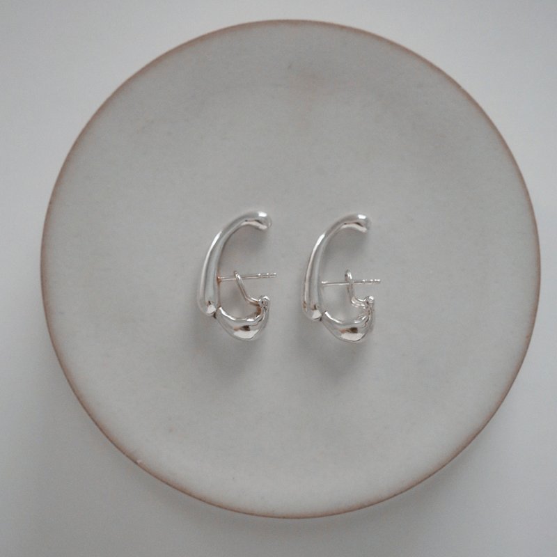 trickle Earrings 流淌耳環 - 耳環/耳夾/耳骨夾 - 純銀 透明