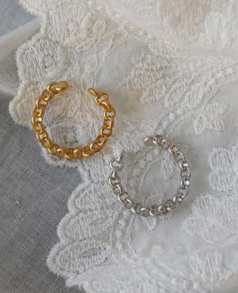 Chain earcuff ring - Earrings & Clip-ons - Other Metals Gold