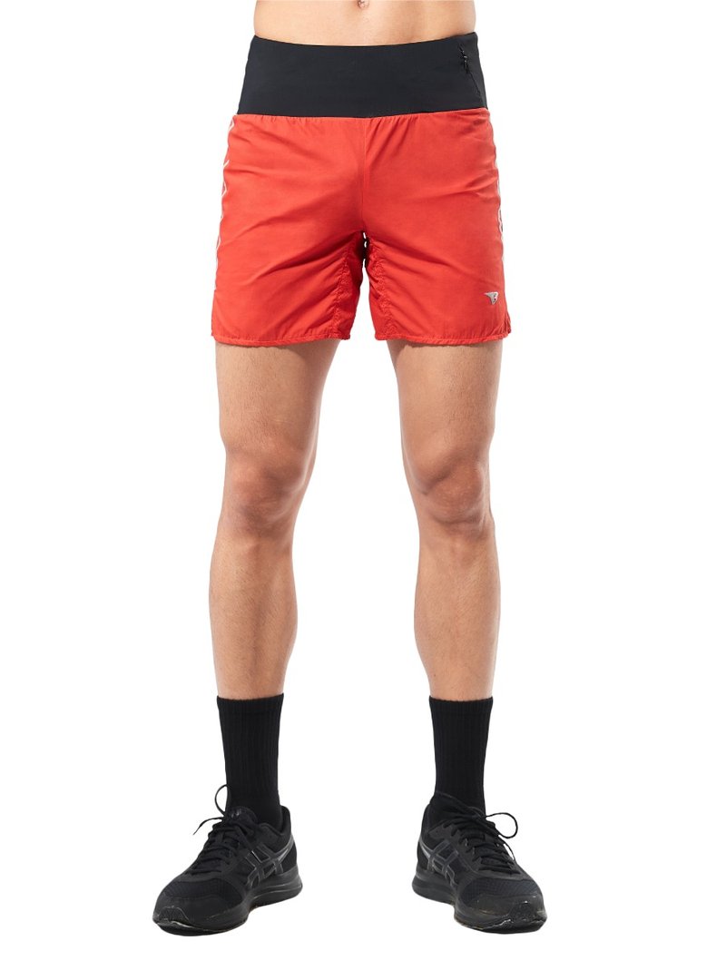 【SUPERACE】ZERO-FRICTION 2-IN-1 TRAIL SHORTS / MEN/ORANGE - Men's Sportswear Bottoms - Nylon Red