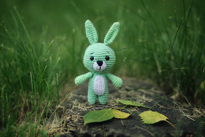 Crochet bunny, Crochet bunny Stuffed toy, bunny toy,  knitted bunny - 寶寶/兒童玩具/玩偶 - 羊毛 藍色