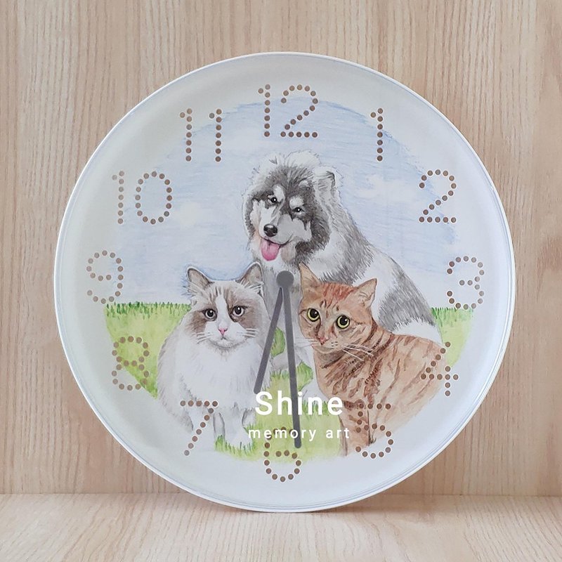 Customized hand-painted pet cat wall clock-three pieces - Custom Pillows & Accessories - Plastic 