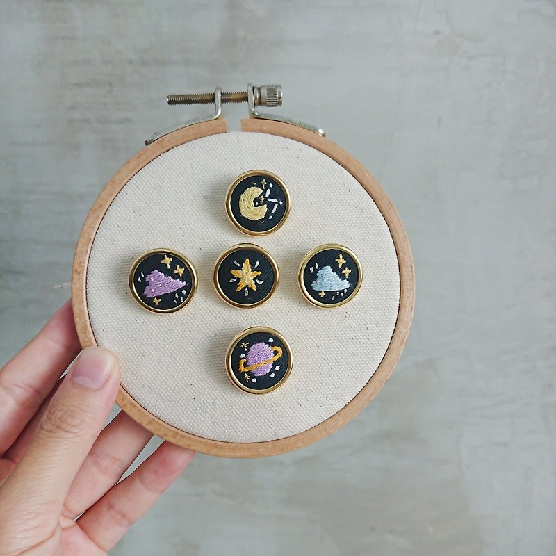 Little Universe Embroidery Covered Button - Other - Thread Black