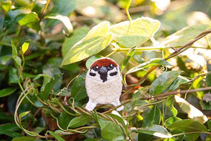 [Hong Kong Wild Bird Neighborhood] Sparrow - Hand Embroidered Badge Brooch