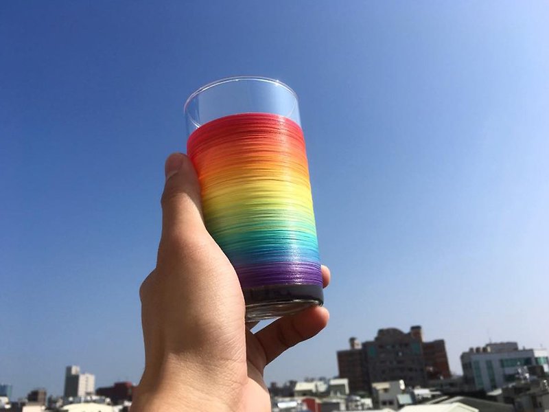 彩虹* 線加工 PUNNDLE 線水杯 一同驕傲款 - 杯子 - 玻璃 多色
