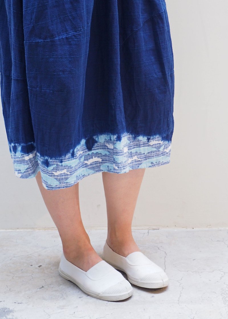 そして - のの浮世绘 - ウエストタイト裾のヒットカラードレス - パンツ レディース - コットン・麻 ブルー