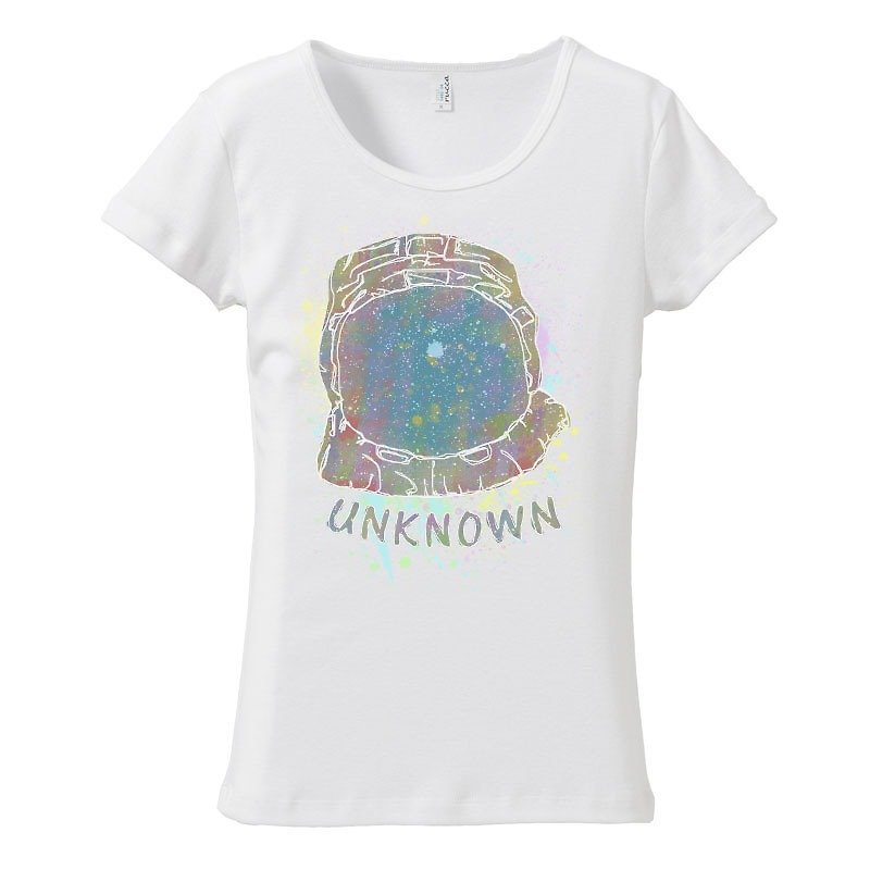 [Women's T-shirt] Unknown - เสื้อยืดผู้หญิง - ผ้าฝ้าย/ผ้าลินิน ขาว